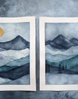 Misty Mountain 1 & 2 Original Watercolor Paintings (duo)