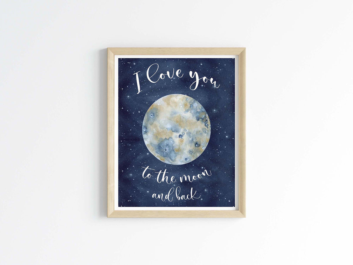 Nursery art To the Moon and Back night light blue baby gift upcycled I Love you to the Moon & shops Back nursery art