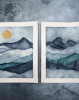 Misty Mountain 1 & 2 Original Watercolor Paintings (duo)