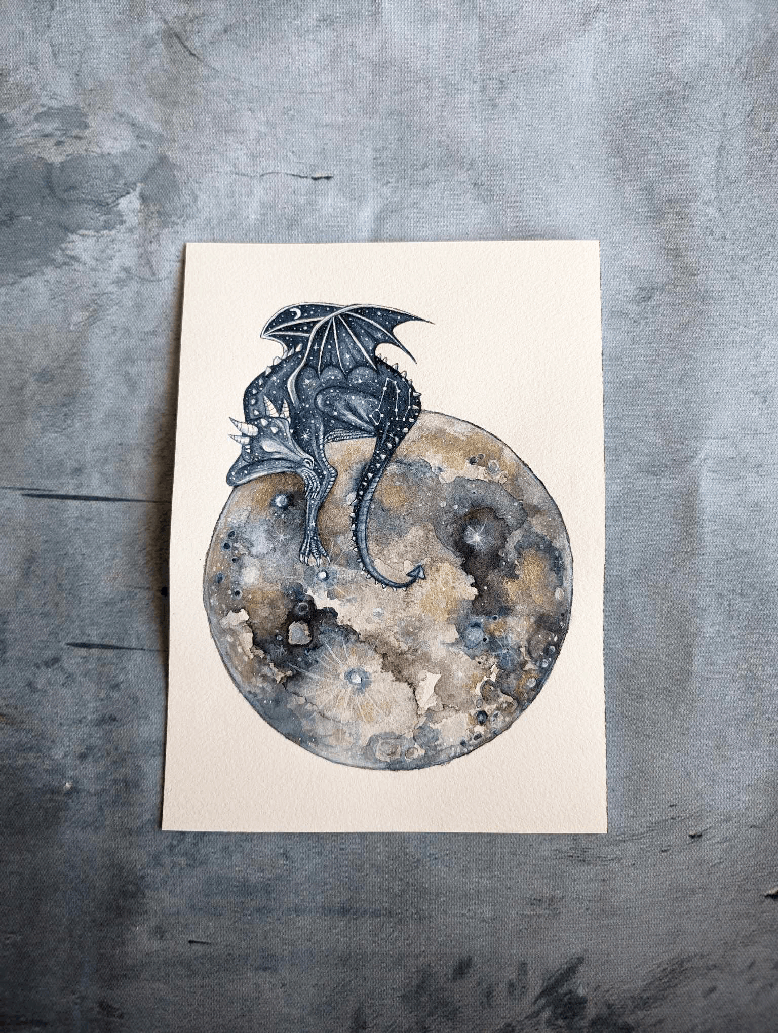 "The Sleeping Dragon" Original Watercolor Painting