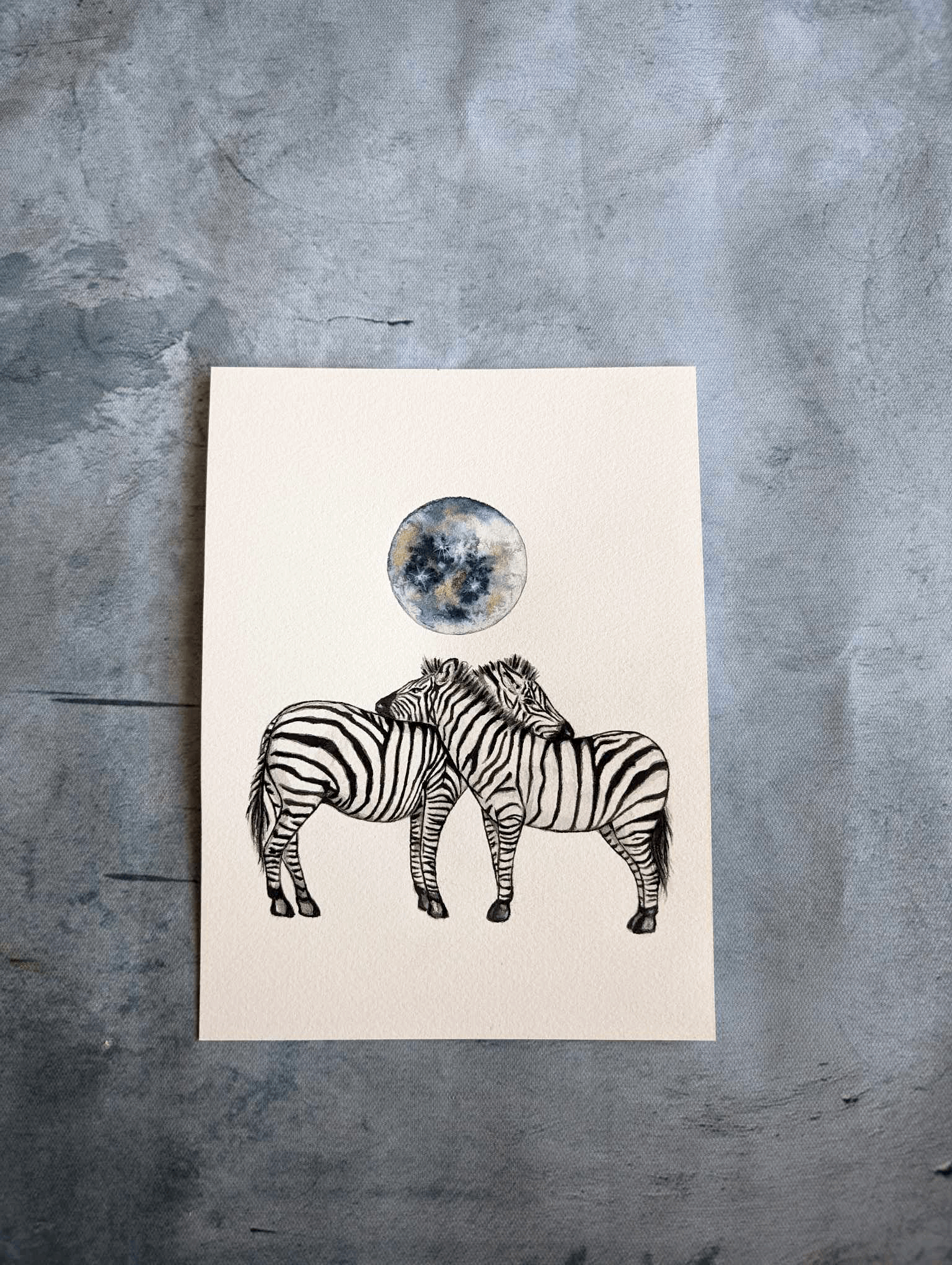 "Lunar Stripes" Original Watercolor Painting