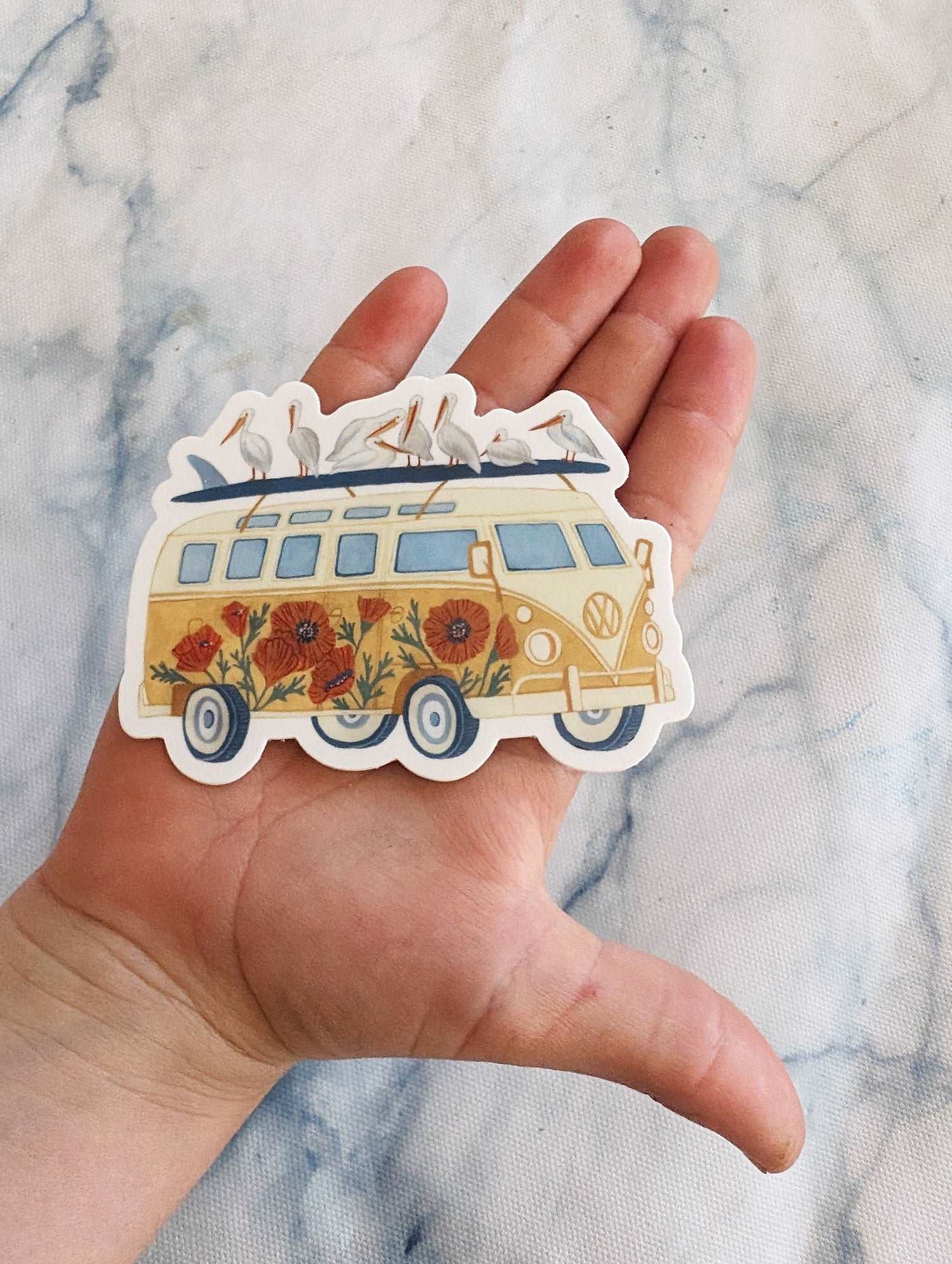 "Floral Surf Van" Vinyl Sticker