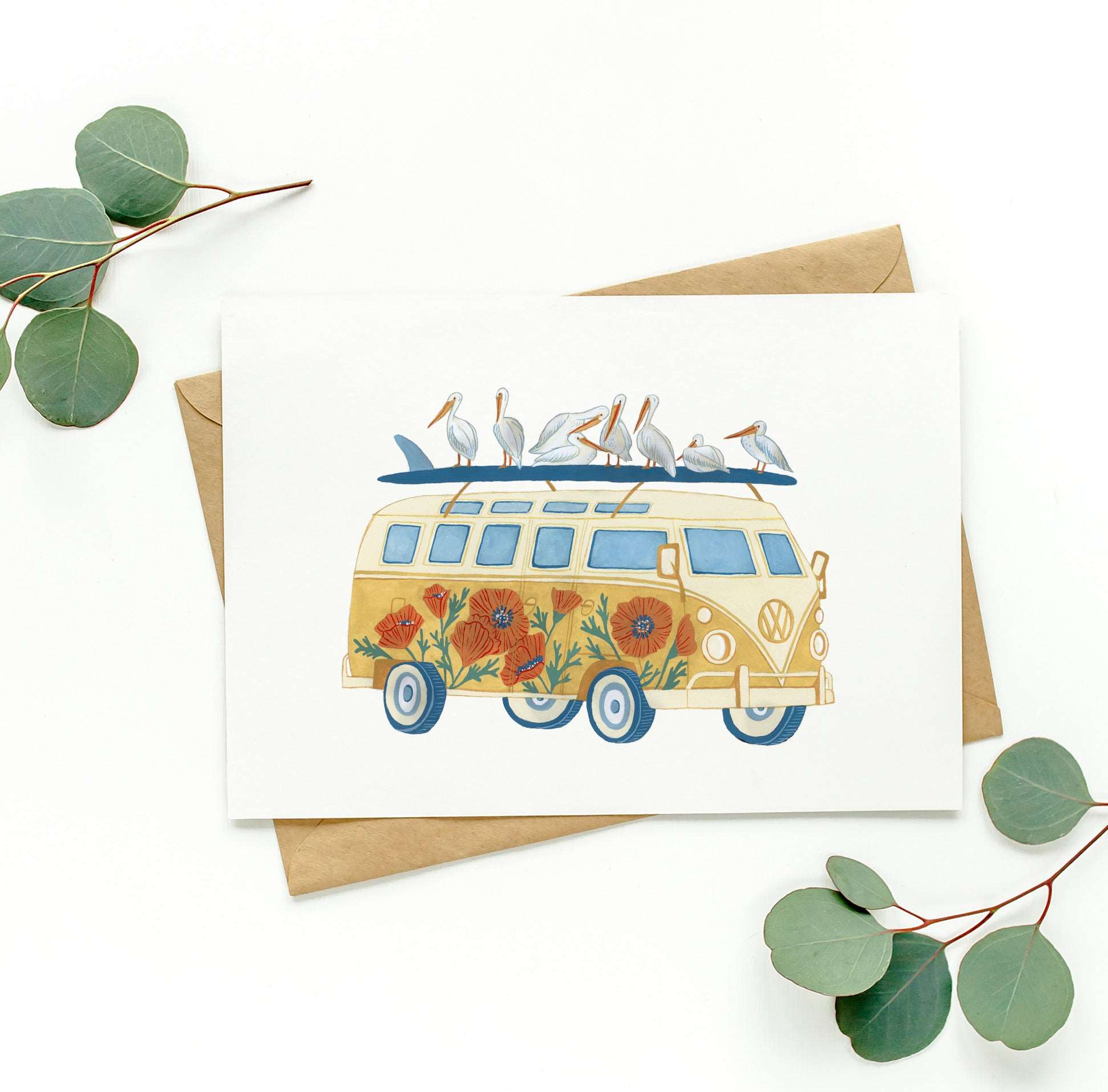 Floral Surf Van Greeting Card